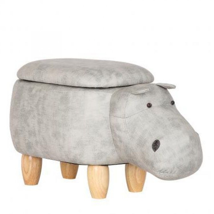 Animal Ottomans Novelty Grey Hippo Storage Footstool CY-8007-1