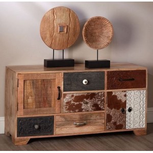 Mallani Bohemian Furniture Mango Wood Leather Low Sideboard Mallani Bohemian Furniture Mango Wood Leather Low Sideboard 5502352