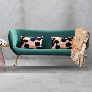 Kolding Green Fabric and Gold Finish Metal 2 Seat Winged Back Sofa Kolding Green Fabric and Gold Finish Metal 2 Seat Winged Back Sofa
