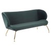 Kolding Green Fabric and Gold Finish Metal 2 Seat Winged Back Sofa