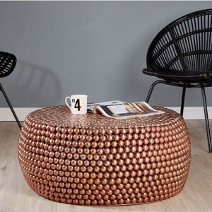 Templar Copper Finish Iron Round Beaded Coffee Table Templar Copper Finish Iron Round Beaded Coffee Table
