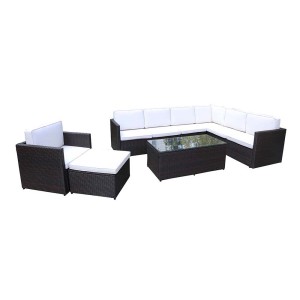 Royalcraft Furniture Brown Black 8 Seater Corner Modular Set