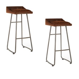 New Foundry Industrial Furniture Brown Leather Effect Bar Stool (Pair) New Foundry Industrial Furniture Brown Leather Effect Bar Stool (Pair)