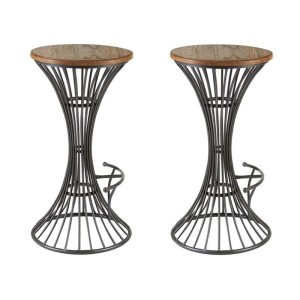 New Foundry Industrial Furniture Elm Wood Metal Small Bar Stool (Pair) New Foundry Industrial Furniture Elm Wood Metal Small Bar Stool (Pair)