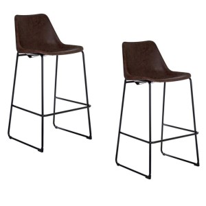 Dalston Vintage Mocha Faux Leather and Metal Bar Stool (Pair) Dalston Vintage Mocha Faux Leather and Metal Bar Stool 5501217