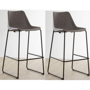 Dalston Vintage Ash Faux Leather and Metal Bar Stool (Pair) Dalston Vintage Ash Faux Leather and Metal Bar Stool 5501218