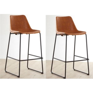 Dalston Vintage Camel Faux Leather and Metal Bar Stool (Pair) Dalston Vintage Camel Faux Leather and Metal Bar Stool 5501219