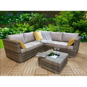 Signature Weave Garden Georgia Corner Sofa Set with Coffee Table & Ice Bucket  