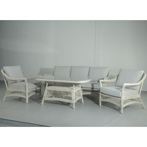 Signature Weave Garden Furniture Rose White Rattan 3 Seat Sofa Set Signature Weave Garden Furniture Rose White Rattan 3 Seat Sofa Set