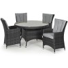 Maze Rattan Garden Furniture LA Grey 4 Seater Round Dining Table Set