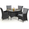 Maze Rattan Garden Furniture LA Grey 4 Seater Round Dining Table Set