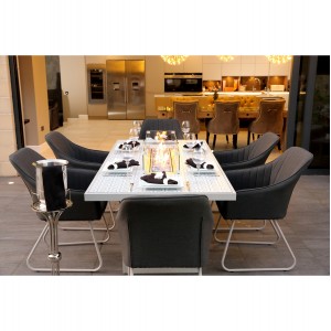 Mambo Garden Furniture Santorini Grey 6 Seat Rectangular Fire Pit Dining Set