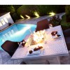 Mambo Garden Furniture Santorini Grey 4 Seat Square Fire Pit Dining Set