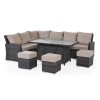 Maze Rattan Garden Furniture Kingston Brown Corner Dining Set with Fire Pit