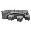 Maze Rattan Garden Furniture Kingston Grey Corner Dining Set with Fire Pit