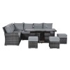 Maze Rattan Garden Furniture Kingston Grey Corner Dining Set with Fire Pit