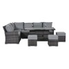 Maze Rattan Garden Furniture Kingston Grey Corner Dining Set with Fire Pit