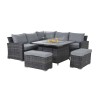 Maze Rattan Garden Furniture Kingston Grey Deluxe Corner Dining Set with Fire Pit Table