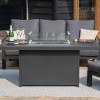 Maze Lounge Outdoor Fabric Manhattan Charcoal Reclining 3 Seat Sofa Set with Fire Pit Table & Footstools