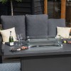 Maze Lounge Outdoor Fabric Manhattan Charcoal Reclining 3 Seat Sofa Set with Fire Pit Table & Footstools