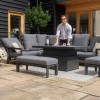 Maze Lounge Outdoor Fabric Manhattan Charcoal Reclining Corner Dining Set with Rising Table and Armchair