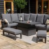 Maze Lounge Outdoor Fabric Manhattan Charcoal Reclining Corner Dining Set with Rising Table and Armchair