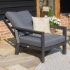 Maze Lounge Outdoor Fabric Manhattan Charcoal Reclining Corner Dining Set with Rising Table and Armchair