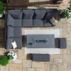 Maze Lounge Outdoor Manhattan Aluminium Grey Reclining Corner Dining Set with Fire Pit Table