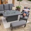 Maze Lounge Outdoor Fabric Manhattan Charcoal Reclining Corner Dining Set with Fire Pit Table & Armchair