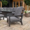 Maze Lounge Outdoor Fabric Manhattan Charcoal Reclining Corner Dining Set with Fire Pit Table & Armchair