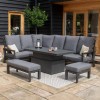 Maze Lounge Outdoor Manhattan Aluminium Grey Reclining Corner Dining Set with Rising Table