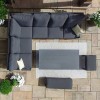 Maze Lounge Outdoor Manhattan Aluminium Grey Reclining Corner Dining Set with Rising Table