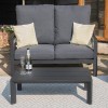 Maze Lounge Outdoor Fabric Manhattan Charcoal Reclining 2 Seat Sofa Set with Coffee Table 