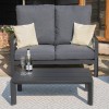 Maze Lounge Outdoor Manhattan Aluminium Grey Reclining 2 Seat Sofa Set with Coffee Table