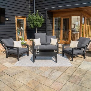 Maze Lounge Outdoor Manhattan Aluminium Grey Reclining 2 Seat Sofa Set with Coffee Table Maze Lounge Outdoor Manhattan Aluminium Grey Reclining 2 Seat Sofa Set with Coffee Table