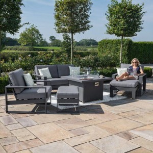 Maze Lounge Outdoor Fabric Amalfi Grey 2 Seat Sofa Set With Square Fire Pit Table Maze Lounge Outdoor Fabric Amalfi Grey 2 Seat Sofa Set With Square Fire Pit Table