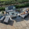 Maze Lounge Outdoor Fabric Amalfi Grey 2 Seat Sofa Set With Square Fire Pit Table