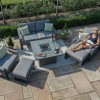 Maze Lounge Outdoor Fabric Amalfi Grey 2 Seat Sofa Set With Square Fire Pit Table