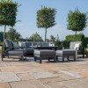 Maze Lounge Outdoor Fabric Amalfi Grey 3 Seat Sofa Set With Rectangular Fire Pit Table