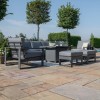 Maze Lounge Outdoor Fabric Amalfi Grey 3 Seat Sofa Set With Rectangular Fire Pit Table