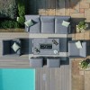 Maze Lounge Outdoor Fabric Amalfi Grey 3 Seat Sofa Set With Rectangular Fire Pit Table