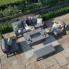 Maze Lounge Outdoor Fabric Amalfi Grey 3 Seat Sofa Set With Rectangular Fire Pit Table