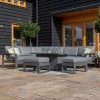 Maze Lounge Outdoor Amalfi Aluminium Grey Large Corner Group Dining Set With Fire Pit Table