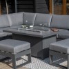 Maze Lounge Outdoor Amalfi Aluminium Grey Large Corner Group Dining Set With Fire Pit Table