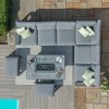 Maze Lounge Outdoor Amalfi Aluminium Grey Large Corner Group Dining Set With Fire Pit Table