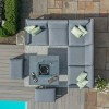 Maze Lounge Outdoor Fabric Amalfi Grey Small Corner Group Sofa Set With Fire Pit Table