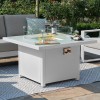 Maze Lounge Outdoor Fabric Amalfi White 2 Seat Sofa Set With Square Fire Pit Table