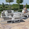 Maze Lounge Outdoor Fabric Amalfi White 2 Seat Sofa Set With Square Fire Pit Table