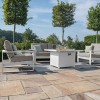 Maze Lounge Outdoor Fabric Amalfi White 2 Seat Sofa Set With Square Fire Pit Table