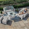 Maze Lounge Outdoor Fabric Amalfi White 2 Seat Sofa Set With Square Fire Pit Table